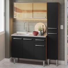 Armário de Cozinha Compacta 137cm com Pia Rustic Emilly Madesa 08, Rus