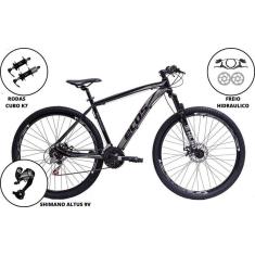 Bicicleta Aro 29 Mtb Ecos Touareg Aluminio 27 Marchas Cambio Shimano Altus Freios A Disco Hidraulico-Unissex