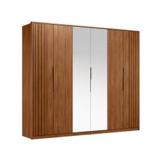Guarda Roupa Casal 6 Portas Com Ripado e Com Espelho  6 Gavetas Atrice