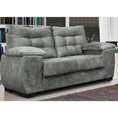Sofá Luxemburgo 2 Lugares 1,52m Tecido Suede Cinza