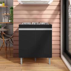 Balcão Para Cooktop Armário De Cozinha Andréia Preto