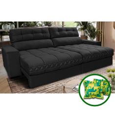 Sofá Retrátil e Reclinável 2,12m Molas Ensacadas Cama inBox Brasil. Velusoft