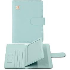 Porta-passaporte e porta-cartão de vacina, carteira de pu couro com bloqueio de RFID com compartimento para cartão de vacina, carteira de passaporte de viagem