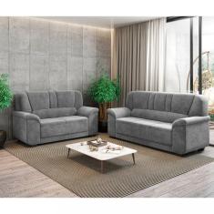 Conjunto Sofá 3 e 2 Lugares Paris Sued Flash - Cinza