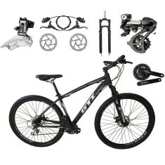 Bicicleta Aro 29 GTI Roma Câmbios Shimano Altus 24v K7 Alumínio Freios Hidráulicos Garfo Com Trava - Preto\Cinza
