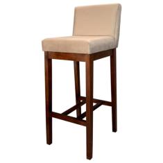 Banqueta Estofada para Bancada Alta Lisboa Madeira Capuccino Suede Bege CCS