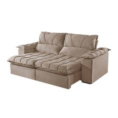 Sofá 4 Lugares Retrátil E Reclinável Martins M-178 Veludo Bege