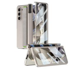HAO RIYLN Capa para Samsung Galaxy Z Fold 6, protetor de tela com alça de pulso, compartimento para caneta, capa para celular, proteção magnética com dobradiça com tudo incluído, capa de carregamento