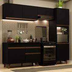 Armário De Cozinha Completa 250cm Preto Reims Madesa 06 Preto