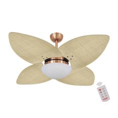 Ventilador de Teto Kovalski Cobre 4 Pés Palmae Natural 220V com Contro