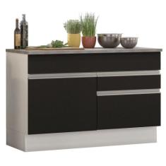 Balcão de Pia Armário de Cozinha 120 cm 1 Porta e 2 Gavetas (Com Tampo