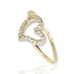 Anel de ouro 18k Coração com Pedras - Elegancy Joias, 28