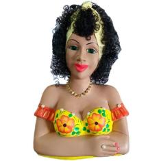 Boneca Namoradeira Morena Grande Com Faixa No Cabelo Amarela - Retrofe