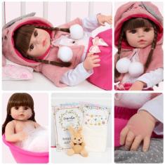 Boneca Reborn Coelhinha 46cm Com Acessórios Pode Dar Banho - Cegonha R