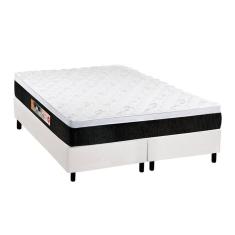 Cama Box Queen: Colchão Espuma Castor D45 Black E White Air + Base Crc Courano White(158X198)