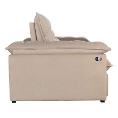 Sofá 3 Lugares Retrátil e Reclinável Jobi com USB Veludo Bege Natural 194 cm
