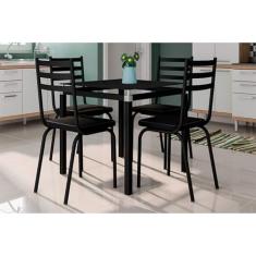 Conjunto de Mesa de Cozinha com 4 Lugares Malva II Preto