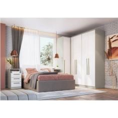 Guarda Roupa Modulado 5 Peças Elegance Móveis Castro Niquel/Blanc