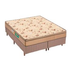 Cama Box Queen: Colchão Espuma Polar D33 Pérola + Base Crc Rústico Clean(158x198)