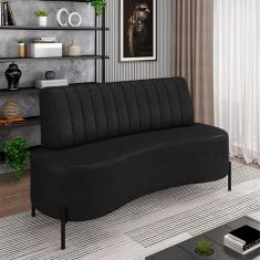 Sofá Living Decorativo 2 Lugares 1,35m Katara Pés De Ferro Pu Manchado Preto G33 - Gran Belo