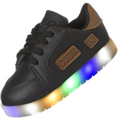 Tênis Infantil Led Masculino Confortável Menino Moderno - Beakid, Pret