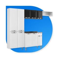 Cozinha Itatiaia Rose Compacta 4 Pecas Preto e Gabinete Branco