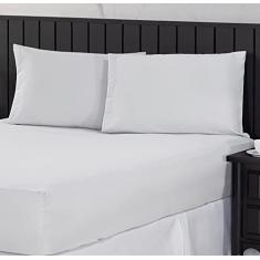 Jogo de Cama Casal Padrão 400 Fios Percal 03 Peças Com Barra, Antiácaro, Anti-pilling com Toque Macio - Branco