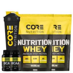 Kit Nutrition Whey 900G+ Bcaa+ Coqueteleira  Core Nutrition