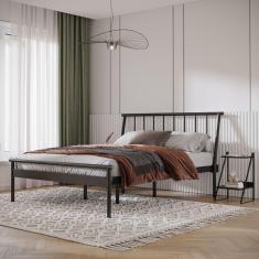 Cama Casal em Aço Begônia CabeCasa MadeiraMadeira Cinza grafite