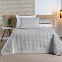 Cobre Leito Madri Percal 200 Fios 100% Algodão Casal Padrão 03 Peças - Cinza