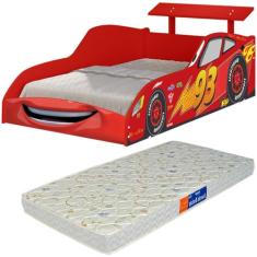 Cama Carro Solteiro com Colchão Mcveloz Vermelho
