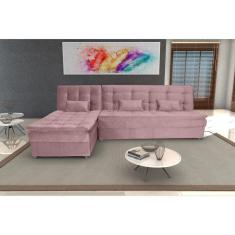 Sofá Cama Reclinavel com Chaise Penélope Turkey Rosa F447 - Matrix