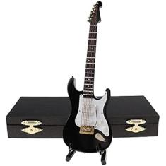 Réplica de guitarra em miniatura de 3,94 "- Mini guitarra elétrica de rock Modelo de madeira Modelos de instrumentos musicais colecionáveis, presentes de abertura de arte Decoração de casa,