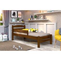 Cama Solteiro c/ Grade de Proteção Madeira Maciça Cor Imbuia