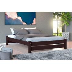 Cama de Casal Queen Madeira Maciça cor Tabaco