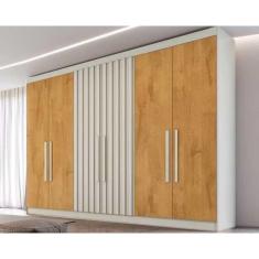 Guarda Roupa Casal Potente 6 Portas C/ 2 Ripados E 6 Gavetas Off White/peroba - Europa
