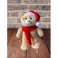 Ursinho Ursinha de Natal de Pelúcia 30cm em Pé Enfeite Decoração Papai