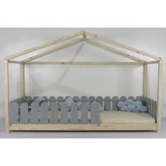 Cama Montessoriana Solteiro Frente Casinha Colorida Madeira Maciça Pin