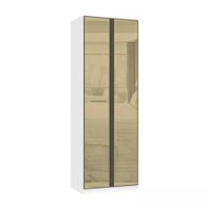 Guarda Roupa Modulado 2 Portas 3 Gavetas 80cm com Vidro Reflecta Bronz