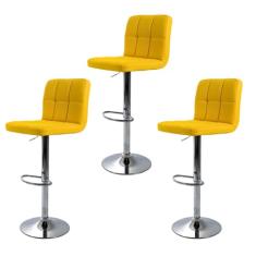 Kit 3 Banquetas Altas de Cozinha Ilha Restaurante Bancada Com Regulagem Giratórias Gomos Amarela