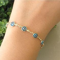 Pulseira Olho Grego Banhado A Ouro 18K