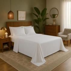 Lençol Superior King Size Avulso Sem Elástico 400 Fios Com Bainha - Mo