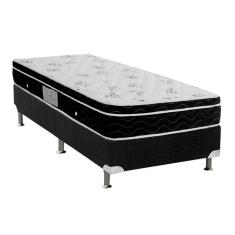 Cama Box Solteiro: Colchão Molas Bonnel Ortobom Nanolastic Physical SpringBase Suede Black(88x188)