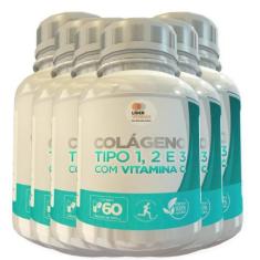 Colágeno Tipo 1, 2 E 3 Com Vitamina C 500Mg 60 Cáps 6 Potes - Lider Ve