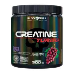 Creatine Turbo BlackSkull - Creatina Monohidratada em pó, com carboidrato para melhor absorção e performance (300g Pote, Uva)