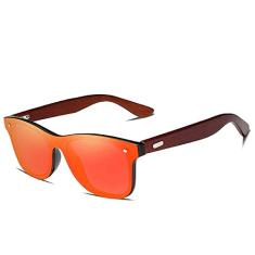 Óculos de Sol Kingseven Retro Hastes de Madeira com Proteção Uv400 R5788F1 (Laranja)