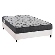 Cama Box Viúva: Colchão Espuma Ortobom D33/EP Fort Tech ISO 100 + Base CRC Courano White(128x188)