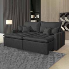 Sofá Retrátil 2 Lugares 220 Cm Chicago Kasacomigo Estofados Cinza