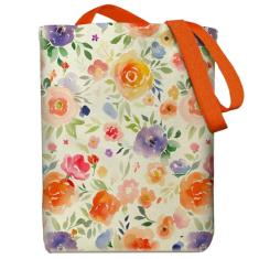 itgowisa Sacola floral, sacola de lona, bolsa de mão com zíper para mulheres, sacola estética com bolso estampa floral para livro, Azul, Medium