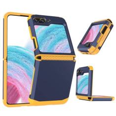 Dobradiça integrada caso de telefone para samsung galaxy z flip 6 5 4 3 flip5 flip6 5g capa protetora de casca dura, amarelo escuro, para galaxy z flip 3
